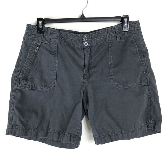 Eddie Bauer Blakely Fit Shorts Women's Plus Size 14 Gray Cotton Hiking Ripstop - Picture 1 of 11